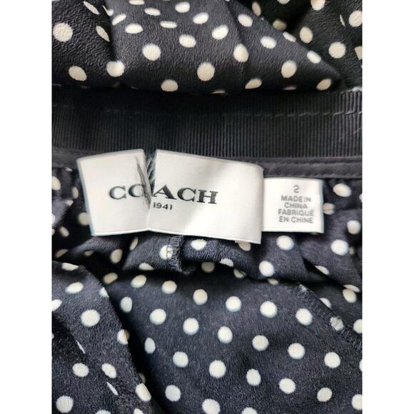NWOT Coach Women's Micro Dots Pleated A Line Midi Skirt SIZE 2 black & White - Picture 6 of 7